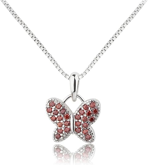 Cherished Moments Sterling Silver Butterfly January Birthstone 14" Necklace for Kids - Little Miss Muffin Children & Home