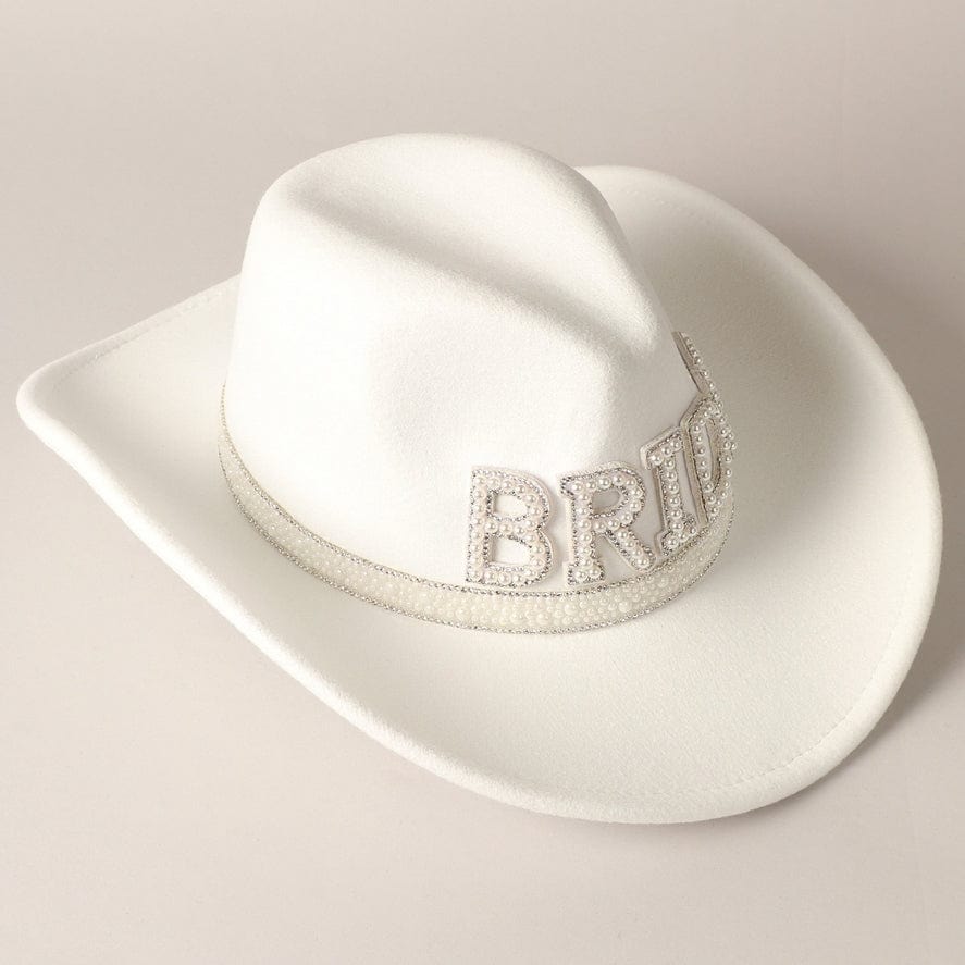 Fashion City Vegan Felt-Made BRIDE Pearl Cowboy Hat - Little Miss Muffin Children & Home