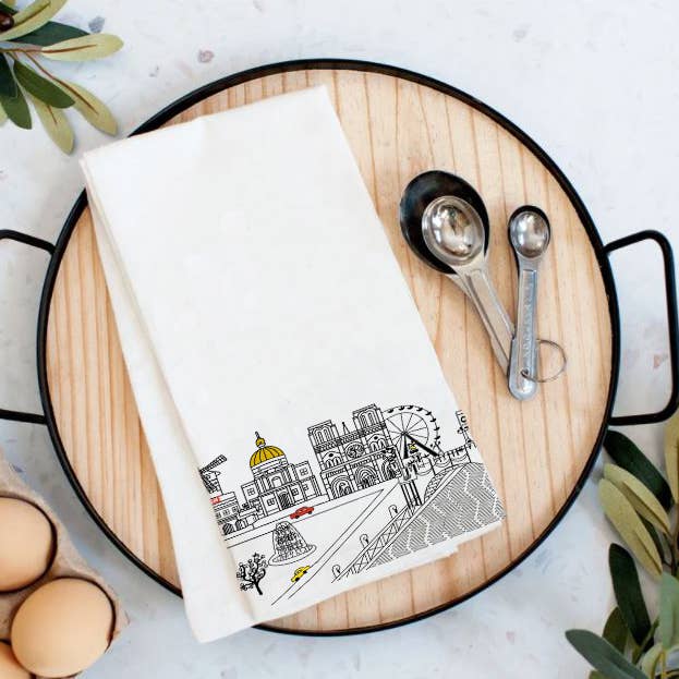 Beyond Cushions Embroidered Paris Skyline Flour Sack Tea Towel - Little Miss Muffin Children & Home
