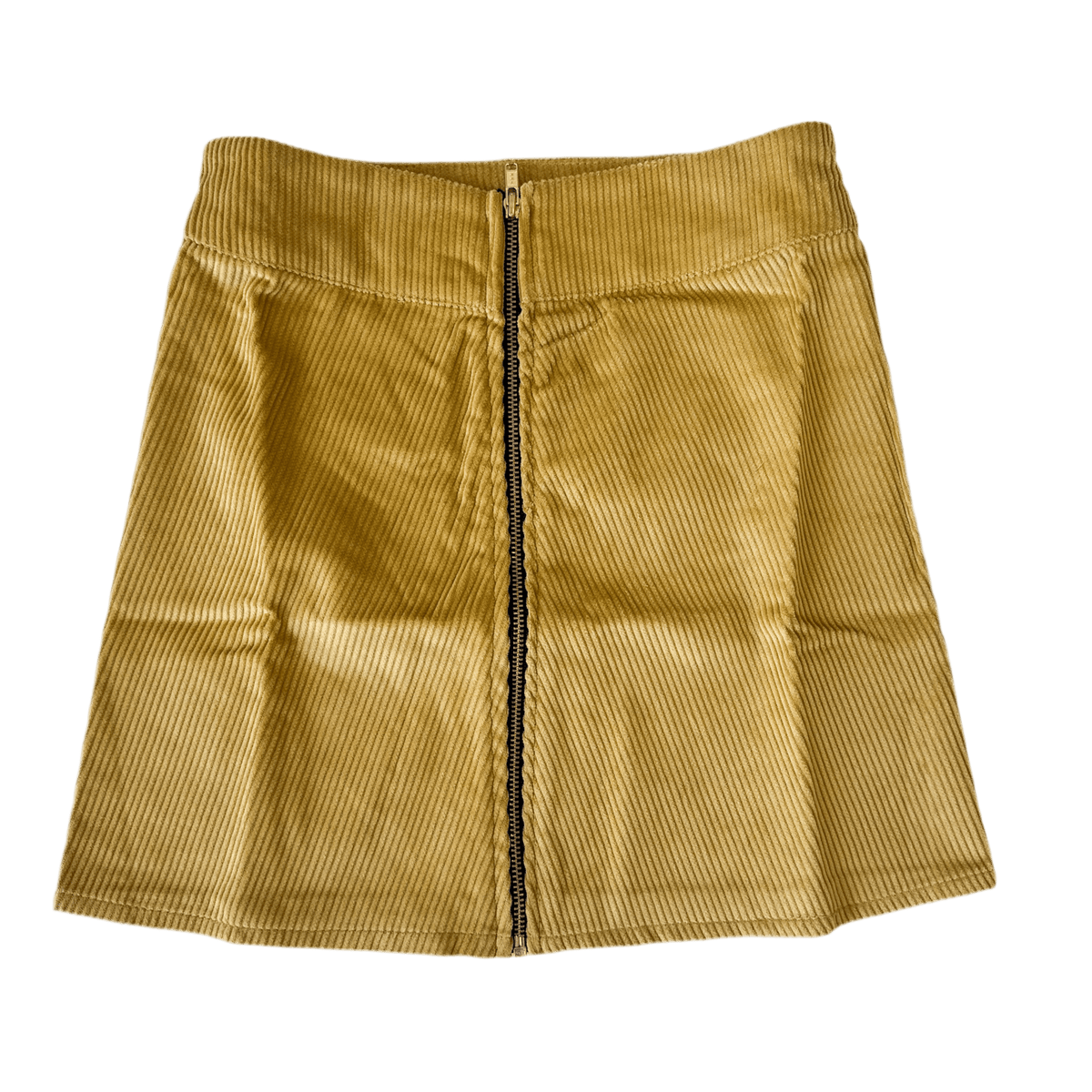 gold corduroy zipper mini skirt