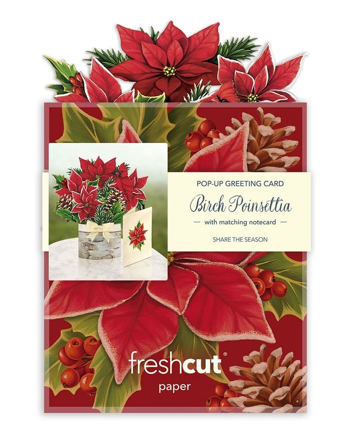 FreshCut Paper FreshCut Paper Mini Birch Poinsettia Pop-Up Greeting Card - Little Miss Muffin Children & Home