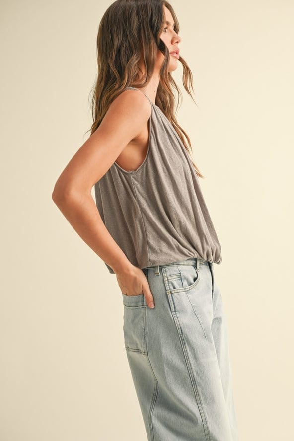Miou Muse Miou Muse Linen Knitted Bubble Bottom Top in Stone - Little Miss Muffin Children & Home