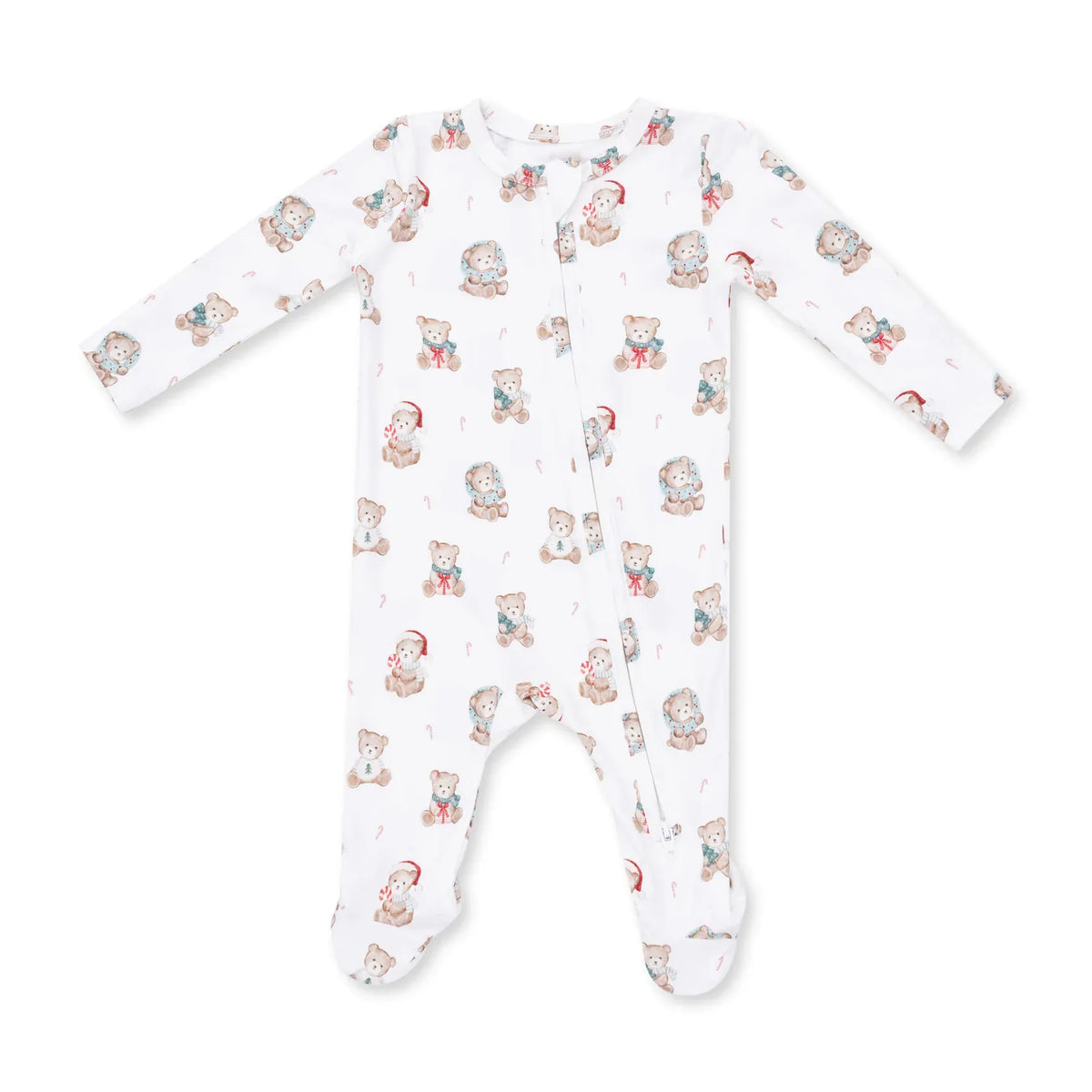 Christmas Teddy Bears Uni 2 Way Zipper Footie
