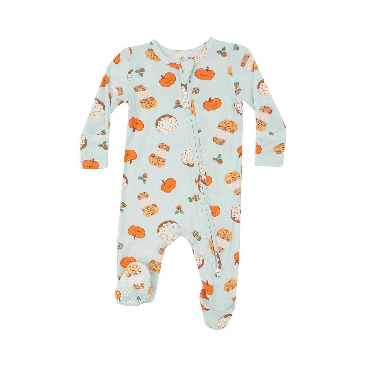 Pumpkin Spice Latte print footie for babies