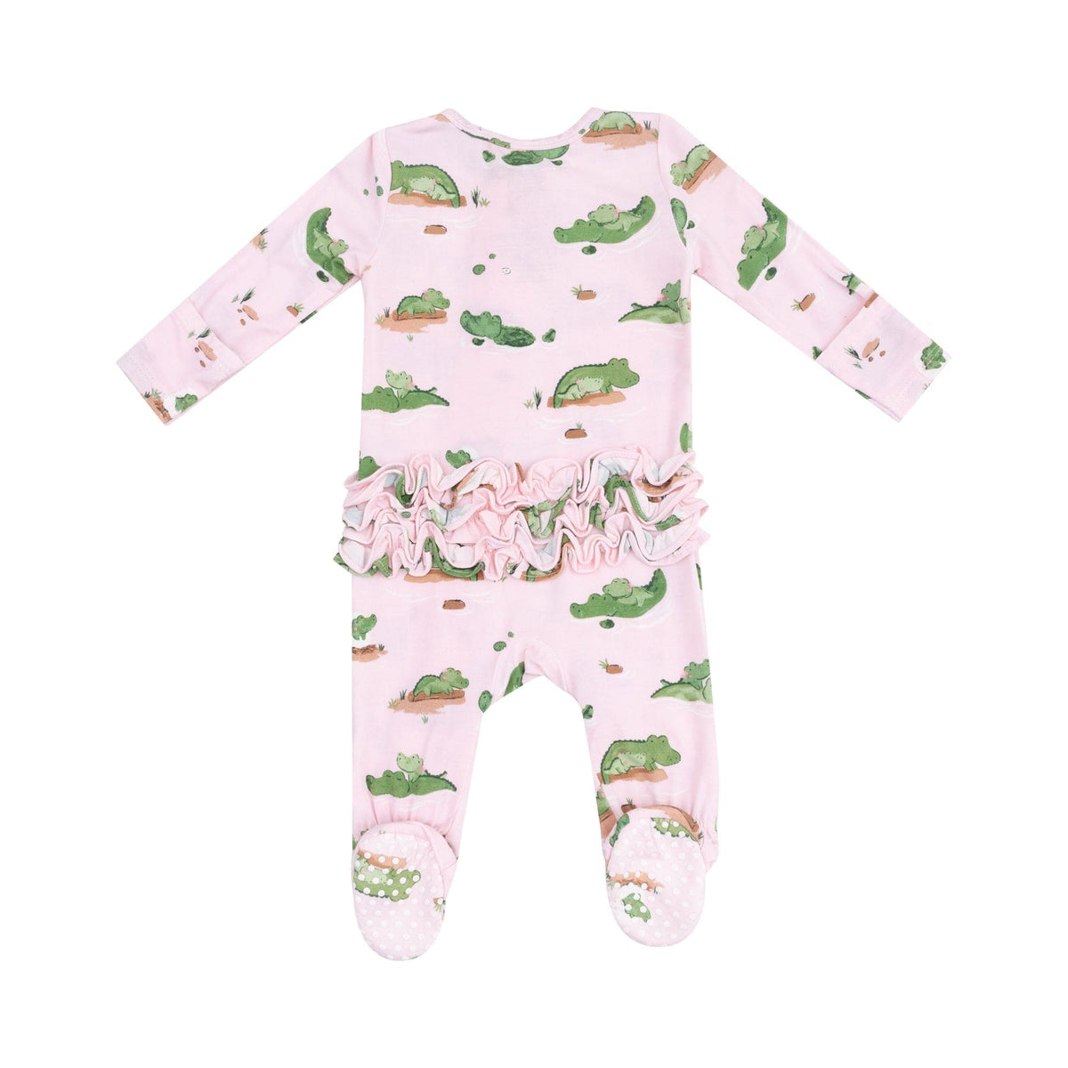 Angel Dear Angel Dear Alligator Pink 2 Way Zipper Ruffle Back Footie - Little Miss Muffin Children & Home