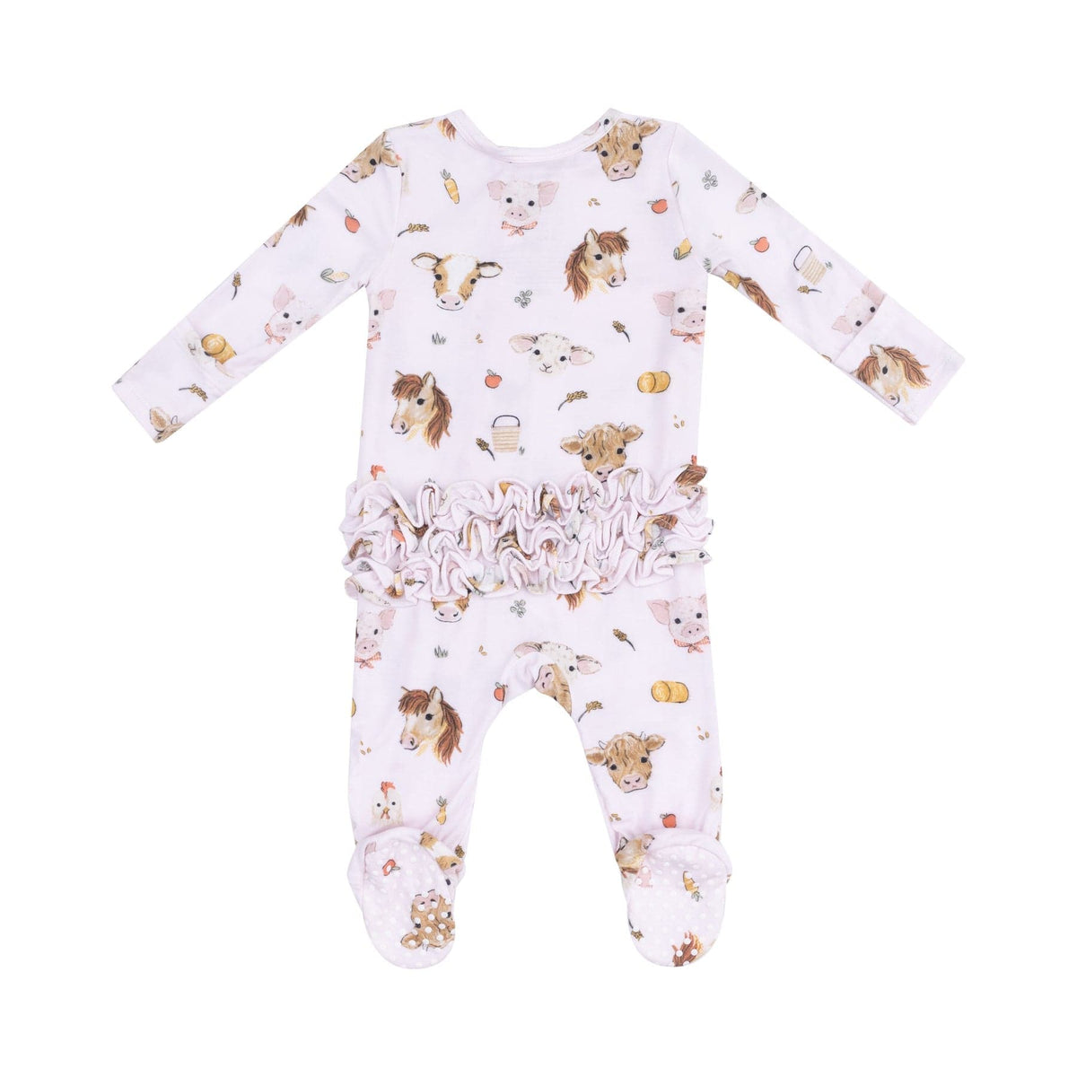 Angel Dear Angel Dear 2 Way Zipper Ruffle Back Footie Vintage Animal Faces Pink - Little Miss Muffin Children & Home