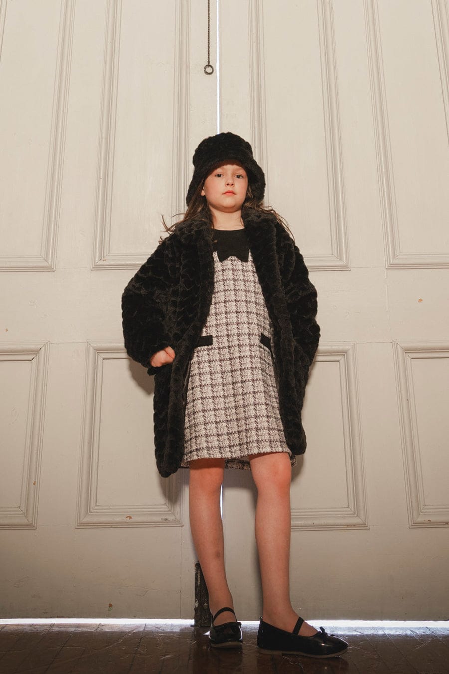 Anthracite Fake Fur Long Coat