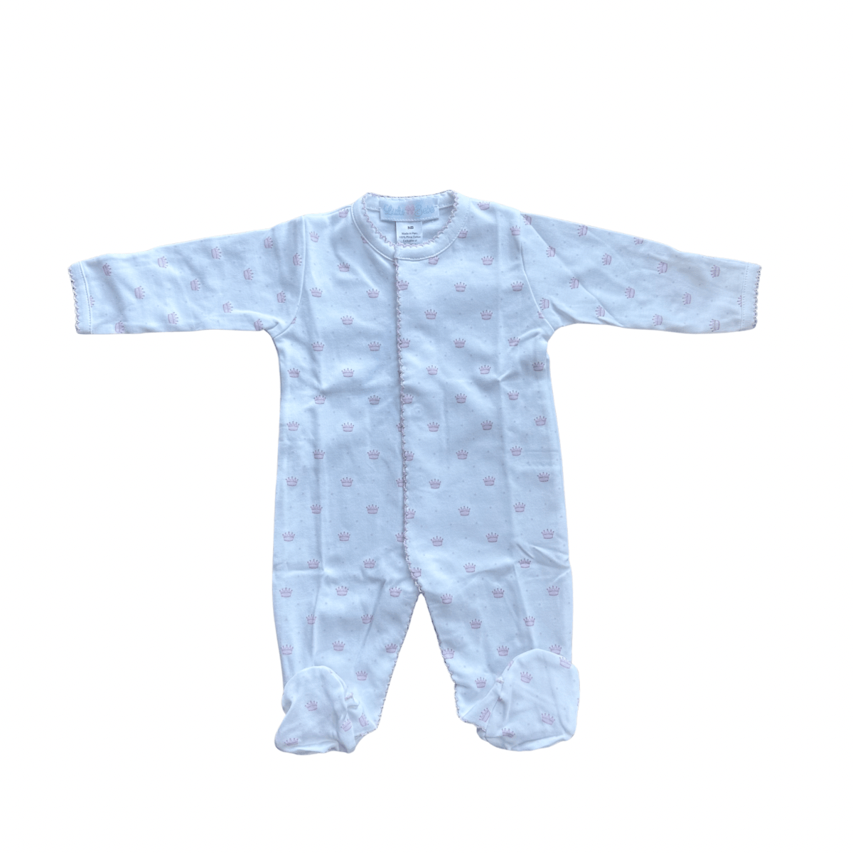 Lulu Bebe Pink Crown Pima Cotton Girl Footies - Little Miss Muffin Children & Home