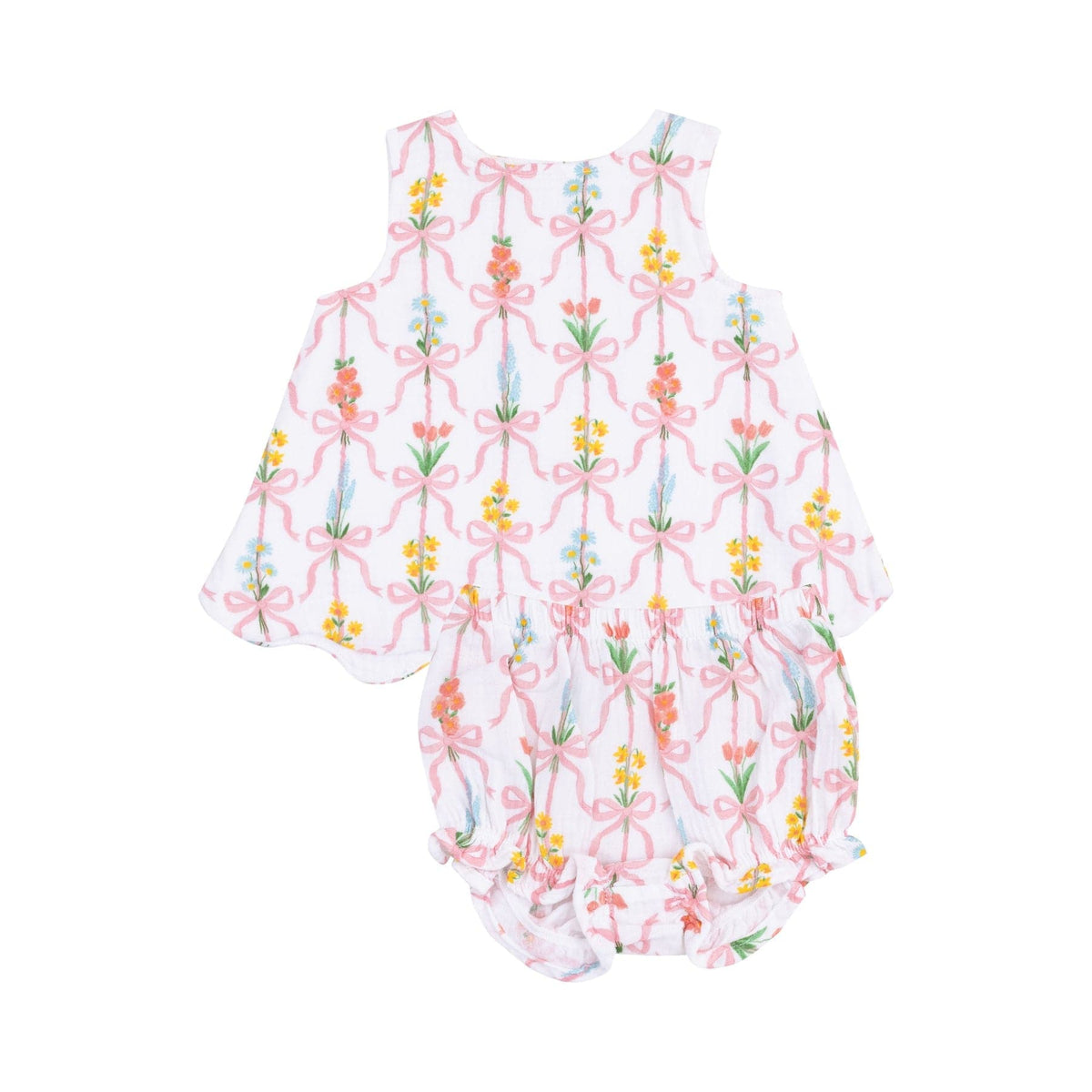 Angel Dear Angel Dear Ribbon Bouquets Scallop Open Back Top with Bloomer - Little Miss Muffin Children & Home