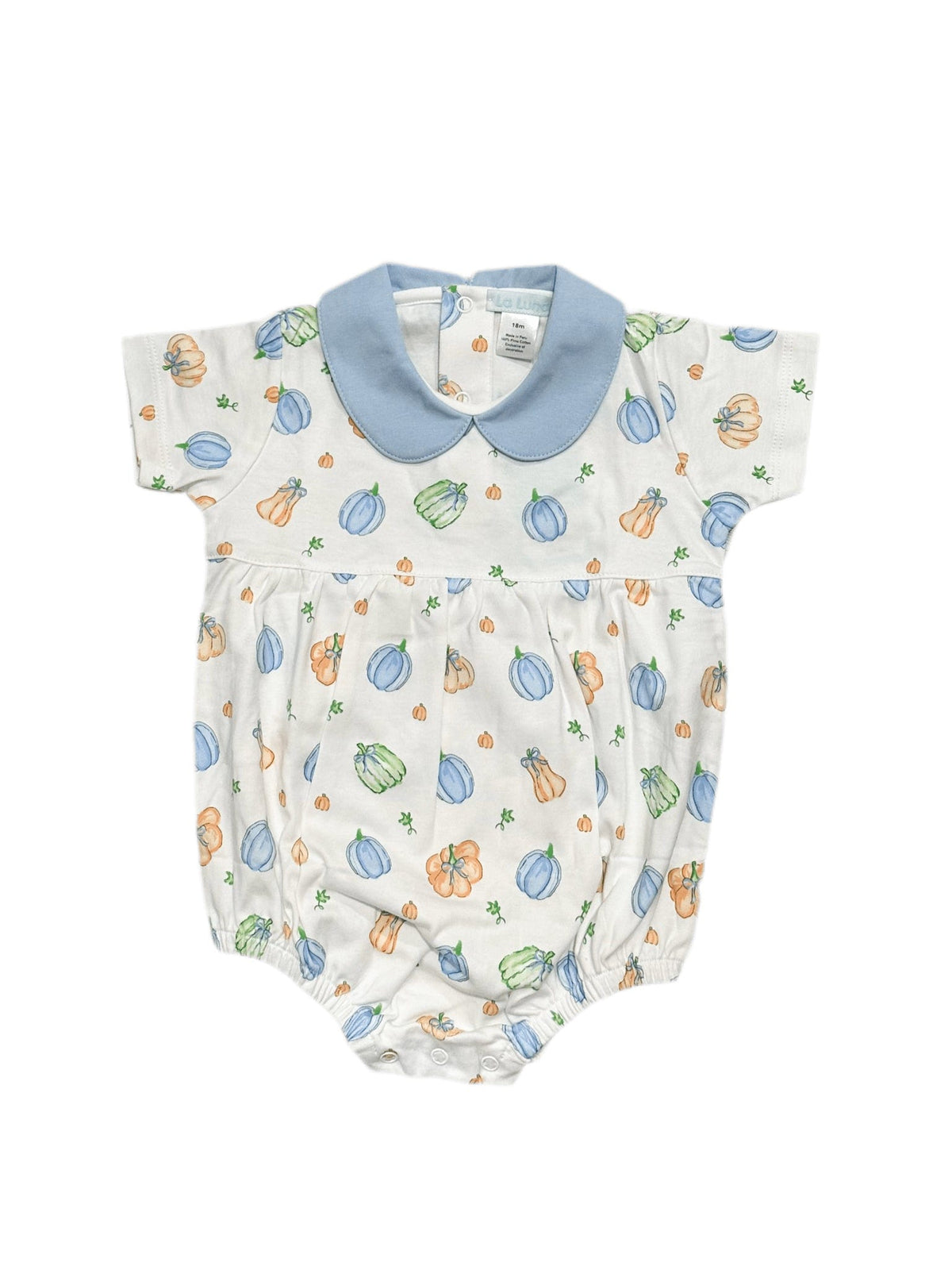 Noah pumpkin print Pima bubble for baby boys