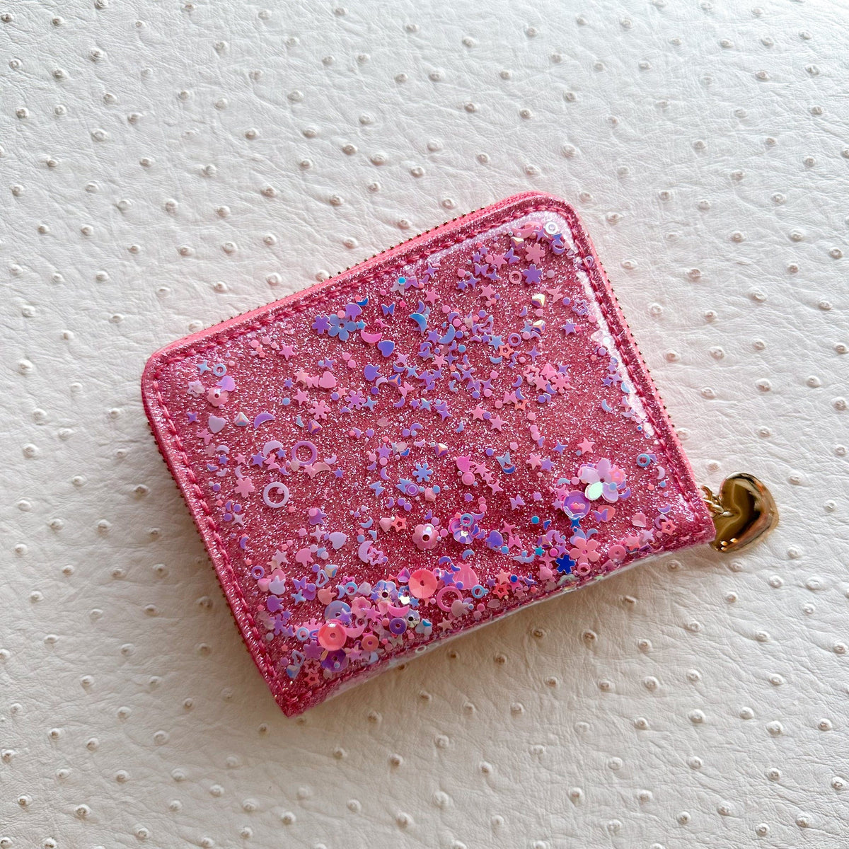 Pink glittery pouch wallet