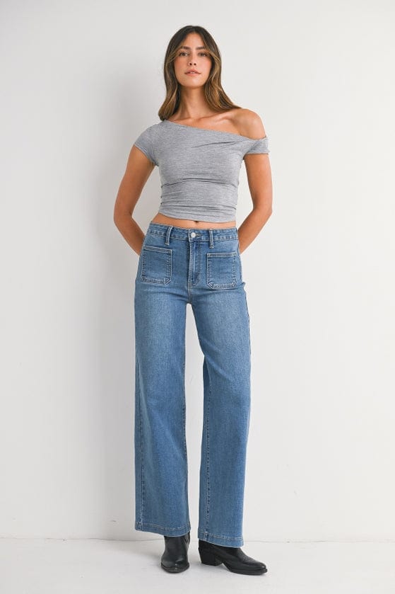 Just Black Just Black Denim Mini Patch Pocket Wide Leg Jeans - Little Miss Muffin Children & Home