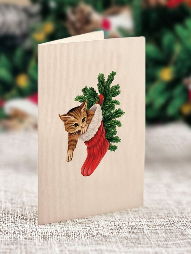 FreshCut Paper FreshCut Paper Mini Meowy Christmas Tree Pop-Up Greeting Card - Little Miss Muffin Children & Home