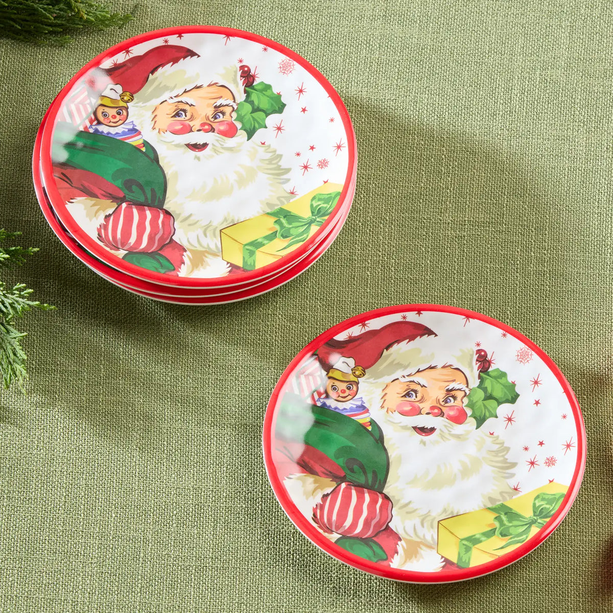 Holly Tree Set of 4 Melamine 6" Canape Plates