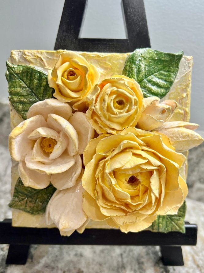 TamScottArt TamScottArt 6x6 Clay Floral Rose & Magnolia Bouquet Artwork - Little Miss Muffin Children & Home