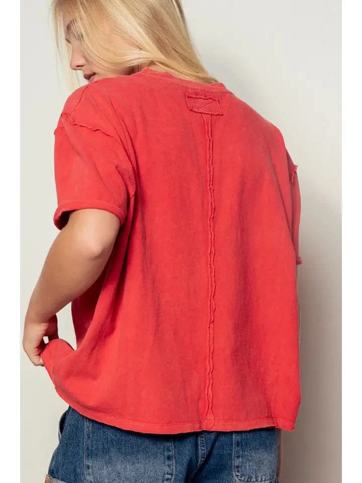 Urban Daizy Oversized Boxy Cotton Crewneck Tee in Red - Little Miss Muffin Children & Home