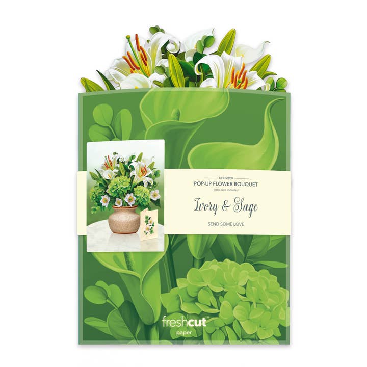 FreshCut Paper Ivory & Sage Pop-Up Greeting Card - Little Miss Muffin Children & Home
