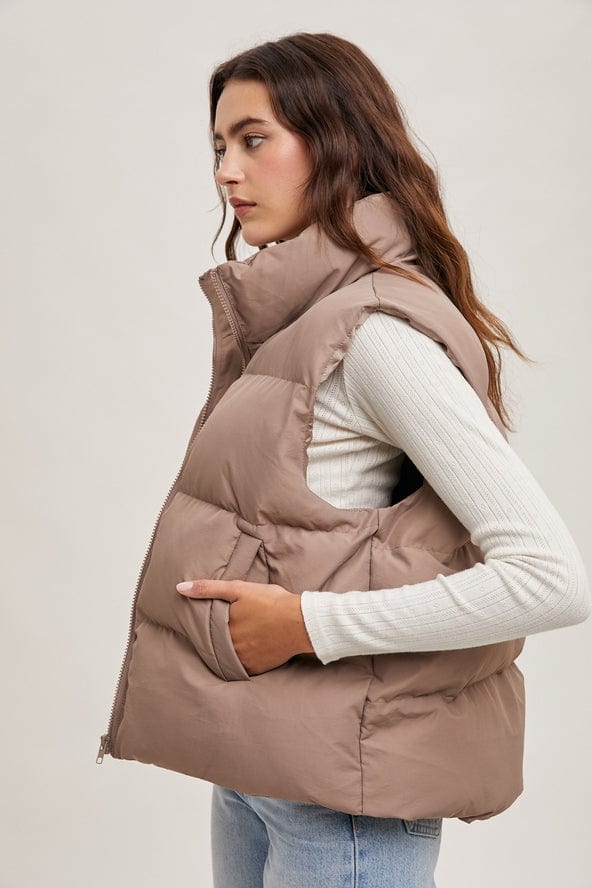 Bluivy Bluivy Zipper Front Puffer Vest, Mushroom - Little Miss Muffin Children & Home