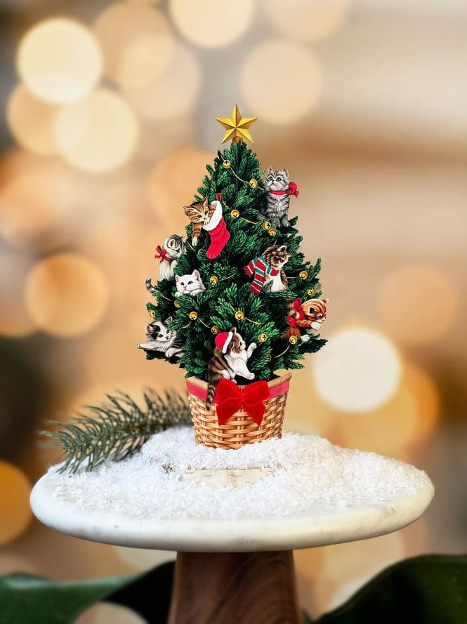 FreshCut Paper FreshCut Paper Mini Meowy Christmas Tree Pop-Up Greeting Card - Little Miss Muffin Children & Home
