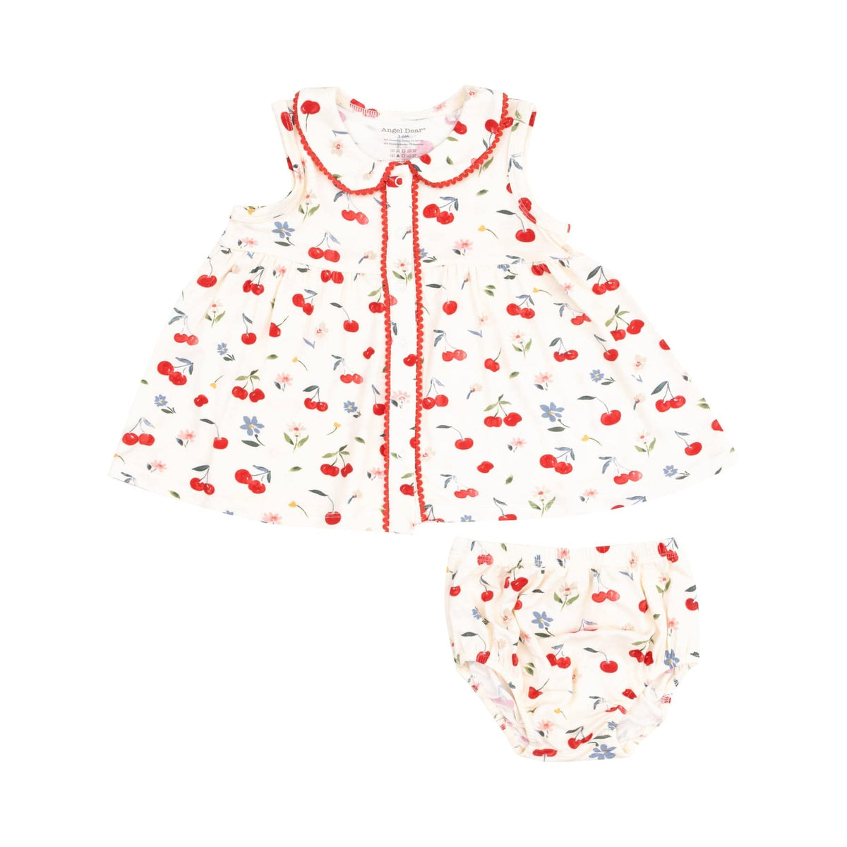 Angel Dear Angel Dear Watercolor Cherries + Gingham Peter Pan Collar With Ric Rac Trim - Little Miss Muffin Children & Home