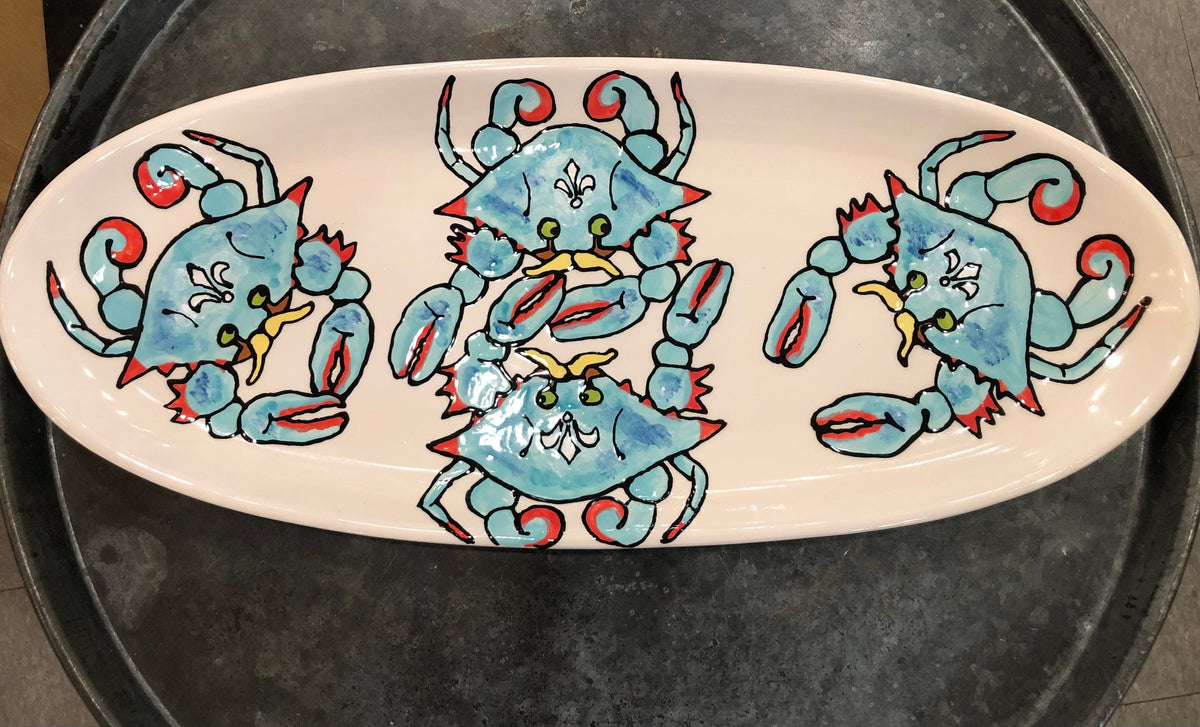 Jan Salzer Art Blue Crab French Bread Platter - Little Miss Muffin Children & Home