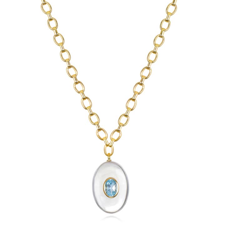 Quartz & Topaz Oval Loop Necklace