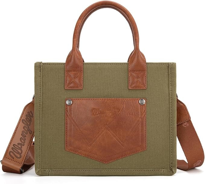 Ladies Army Green Canvas Crossbody Bag