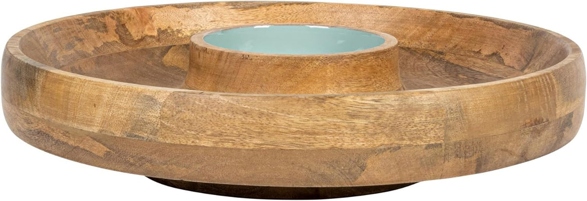 Bloomingville Bloomingville Mango Wood Lazy Susan Server with 2 Sections & Enameled Center - Little Miss Muffin Children & Home