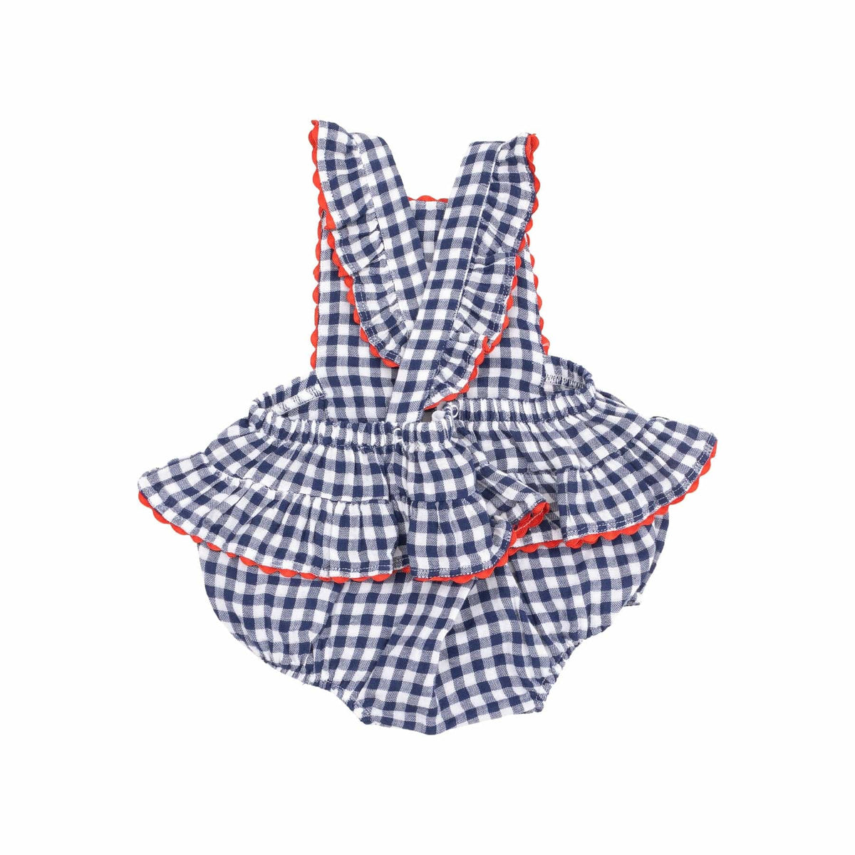 Angel Dear Angel Dear Navy Gingham Ric-Rac Ruffle Sunsuit - Little Miss Muffin Children & Home