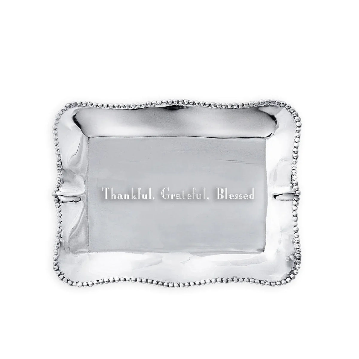 Pearl Denisse Rectangular Tray Engraved "Thankful, Grateful, Blessed"