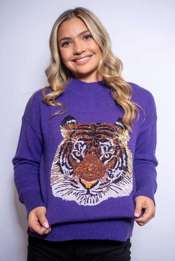 Bomb Designs Bomb Designs Geauxlden Sequin Tiger Sweater - Little Miss Muffin Children & Home