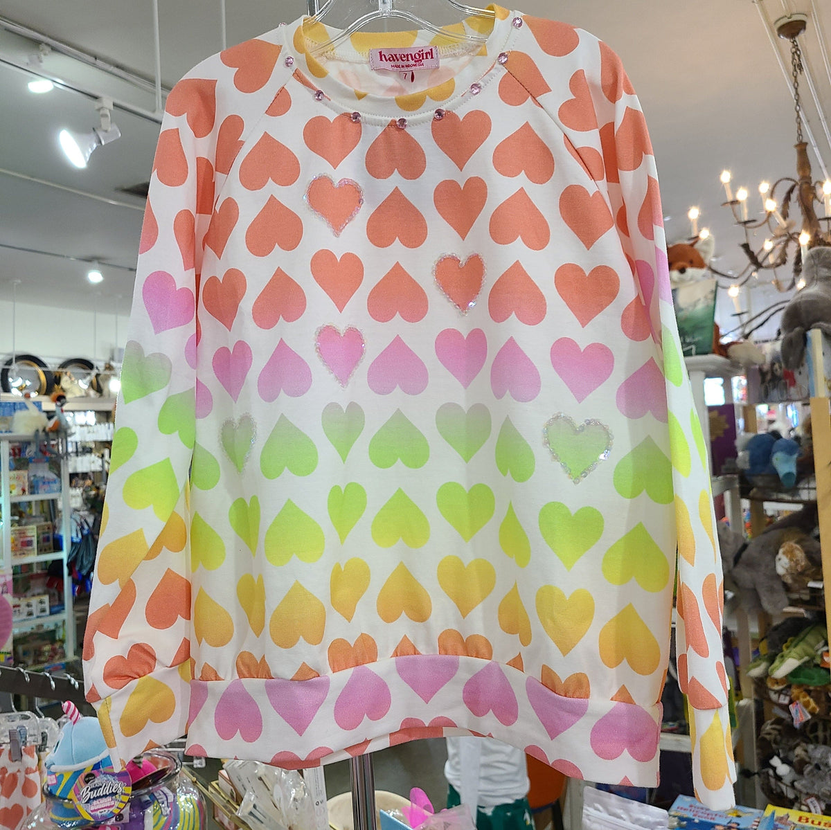 Joyous and Free Joyous and Free Heart Raglan Sweatshirt -All Over Heart - Little Miss Muffin Children & Home