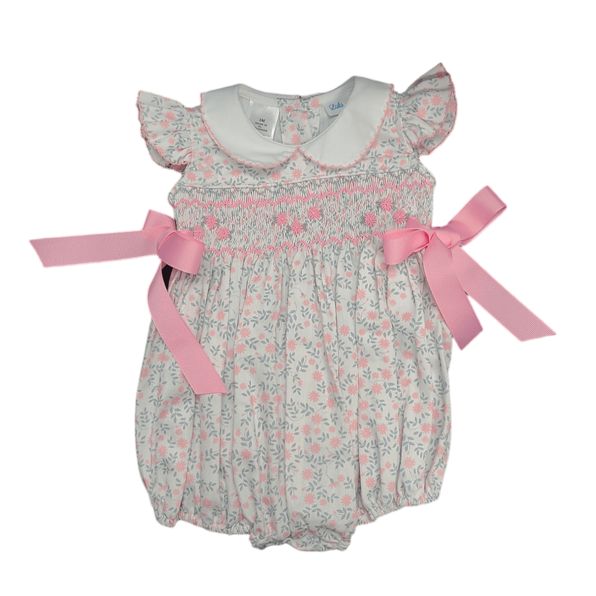 Lulu Bebe Lulu Bebe Rosie Smock Waist Bubble with Ribbons - Little Miss Muffin Children & Home