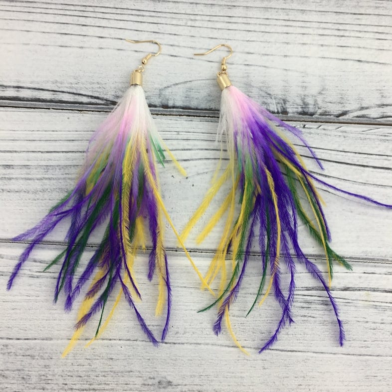 SongLily SongLily Mardi Gras Feather Earrings - Little Miss Muffin Children & Home