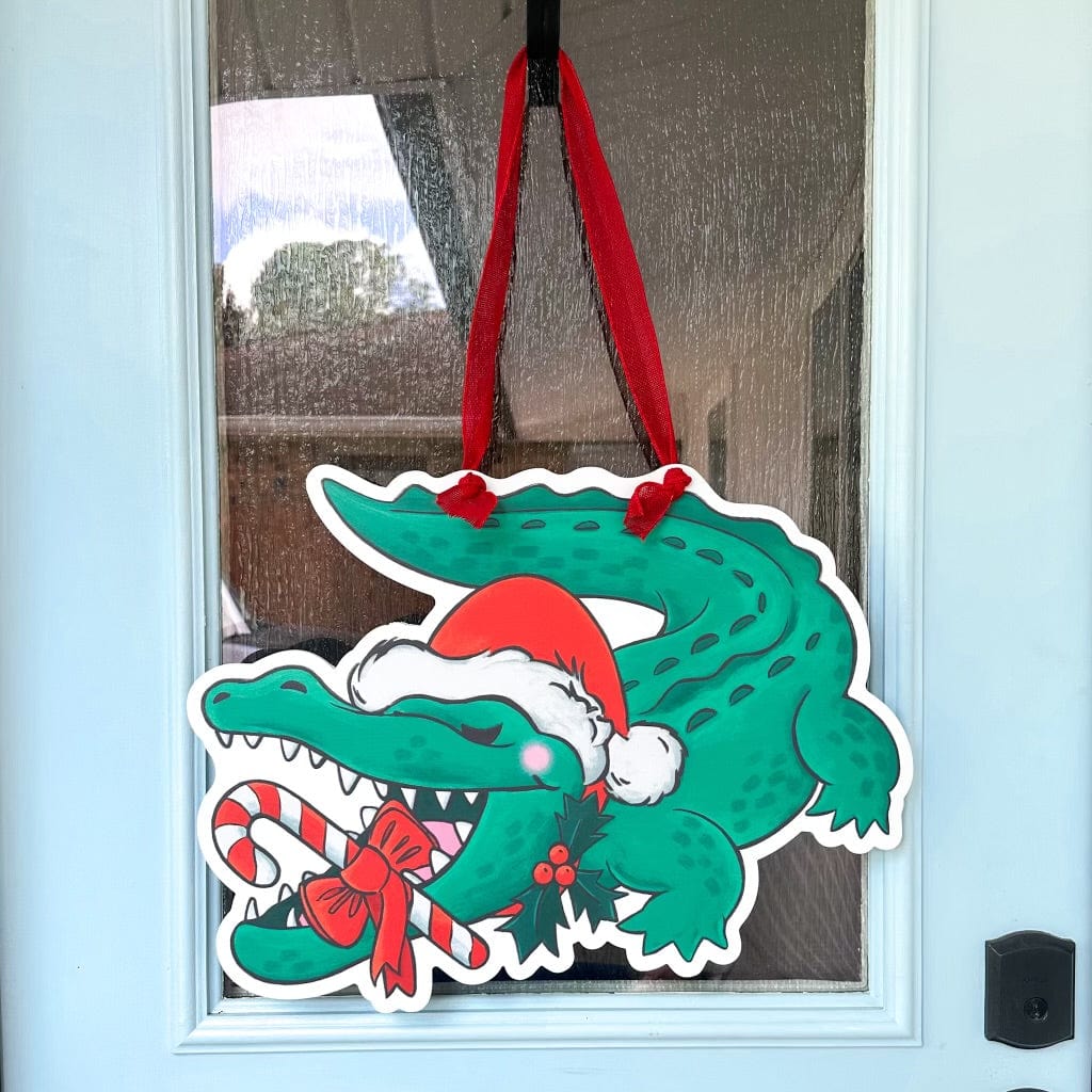 Christmas alligator door hanger