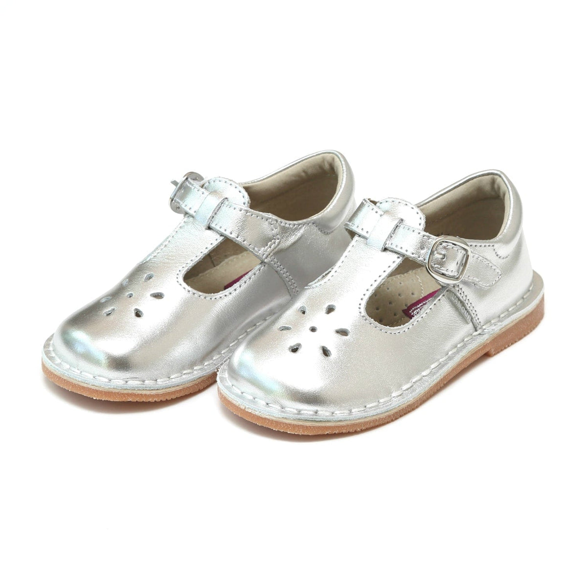 L'Amour Shoes L'Amour Joy Metallic Leather T-Strap Mary Jane in Silver - Little Miss Muffin Children & Home