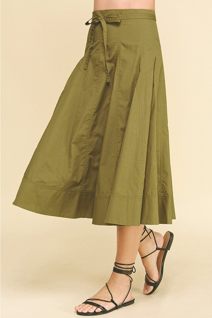 Pinch Pleated Midi Skirt with Tie Belt in Khaki - Little Miss Muffin Children & Home