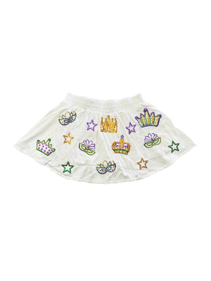 Mardi Gras Creations Youth Crown Skort - White - Little Miss Muffin Children & Home