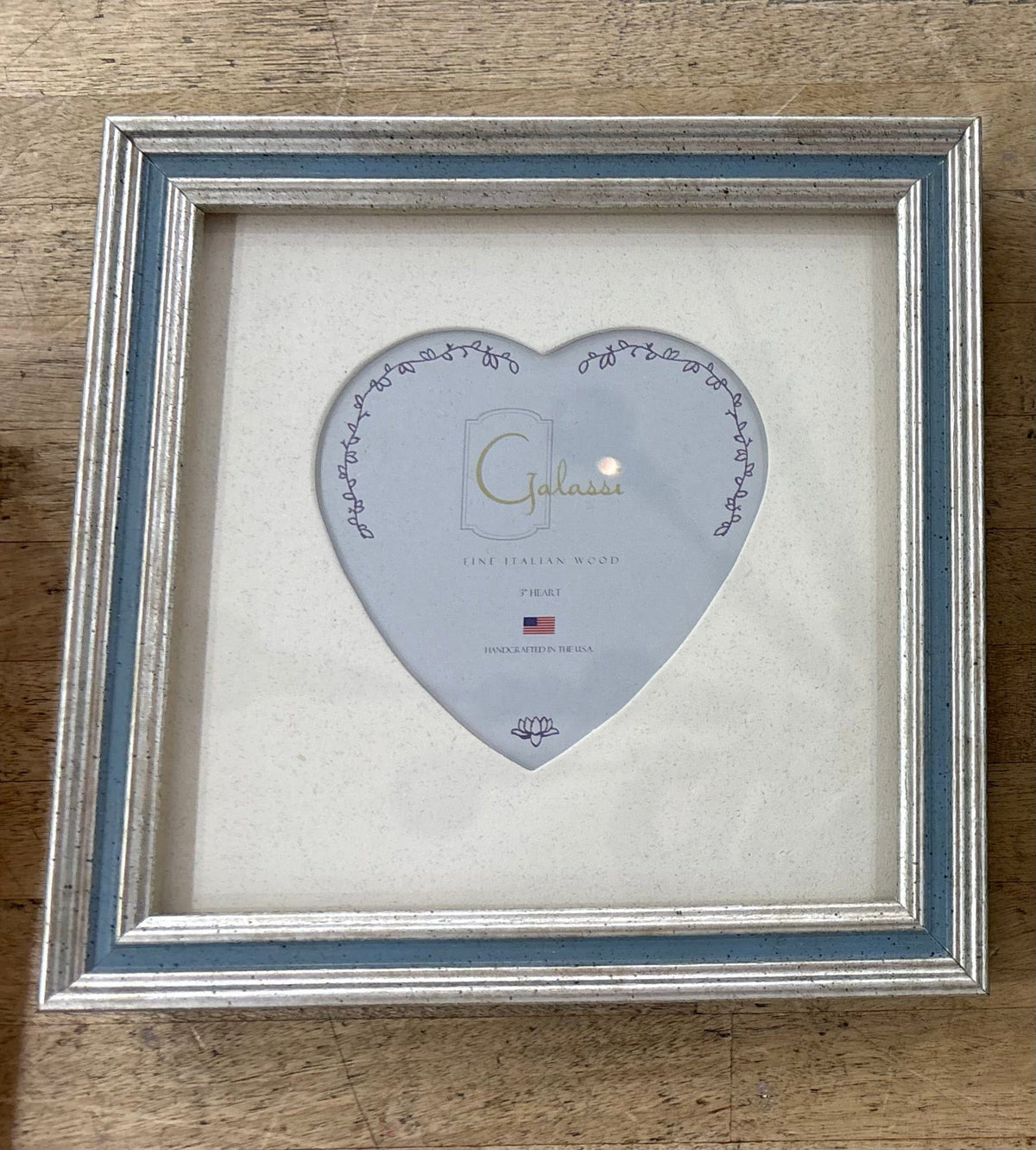 Silver with Light Blue Channel Frame 3x3 Heart Mat