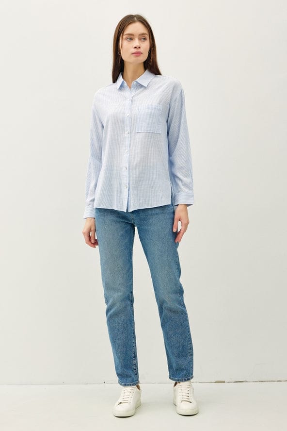 Be Cool Be Cool Pinstripe Button Up Shirt in Chambray - Little Miss Muffin Children & Home