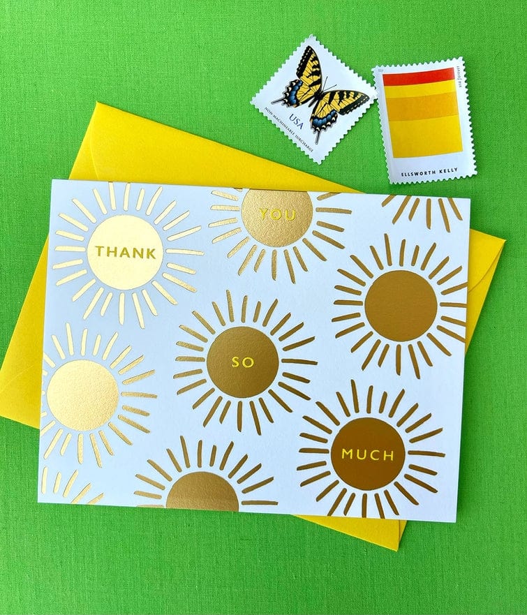 J.Falkner Cards J Falkner Gold Sunburst Thank You Card - Little Miss Muffin Children & Home