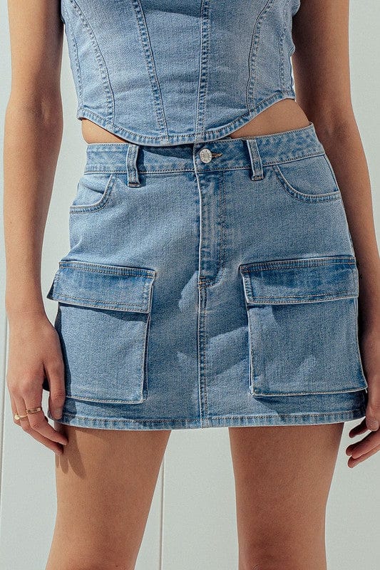 Fashion Week Fashion Week Denim Flap Pocket Cargo Mini Skirt - Little Miss Muffin Children & Home