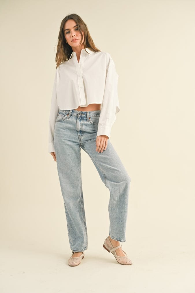 Miou Muse Miou Muse Cropped Button Down Shirt - Little Miss Muffin Children & Home