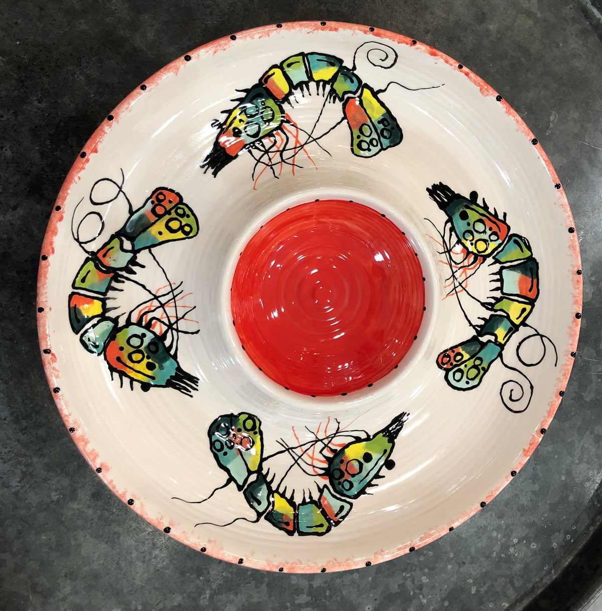 Jan Salzer Art Rainbow Shrimp Round Chip & Dip - Little Miss Muffin Children & Home