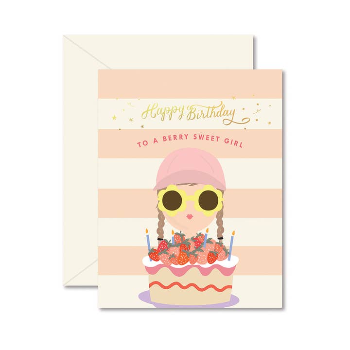 Ginger P Designs Ginger P Designs Berry Sweet Girl Birthday Greeting Card - Little Miss Muffin Children & Home