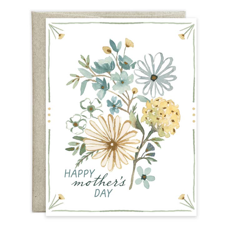 Blue/Gold Flower With Scripture Mother's Day Greeting Card