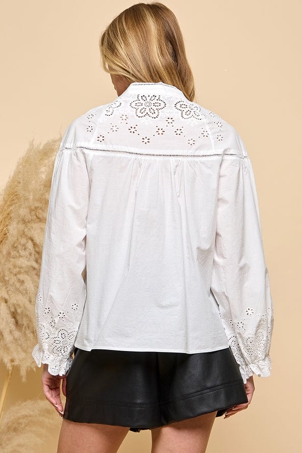 Cezele Cezele Eyelet Button Down Blouse - Little Miss Muffin Children & Home
