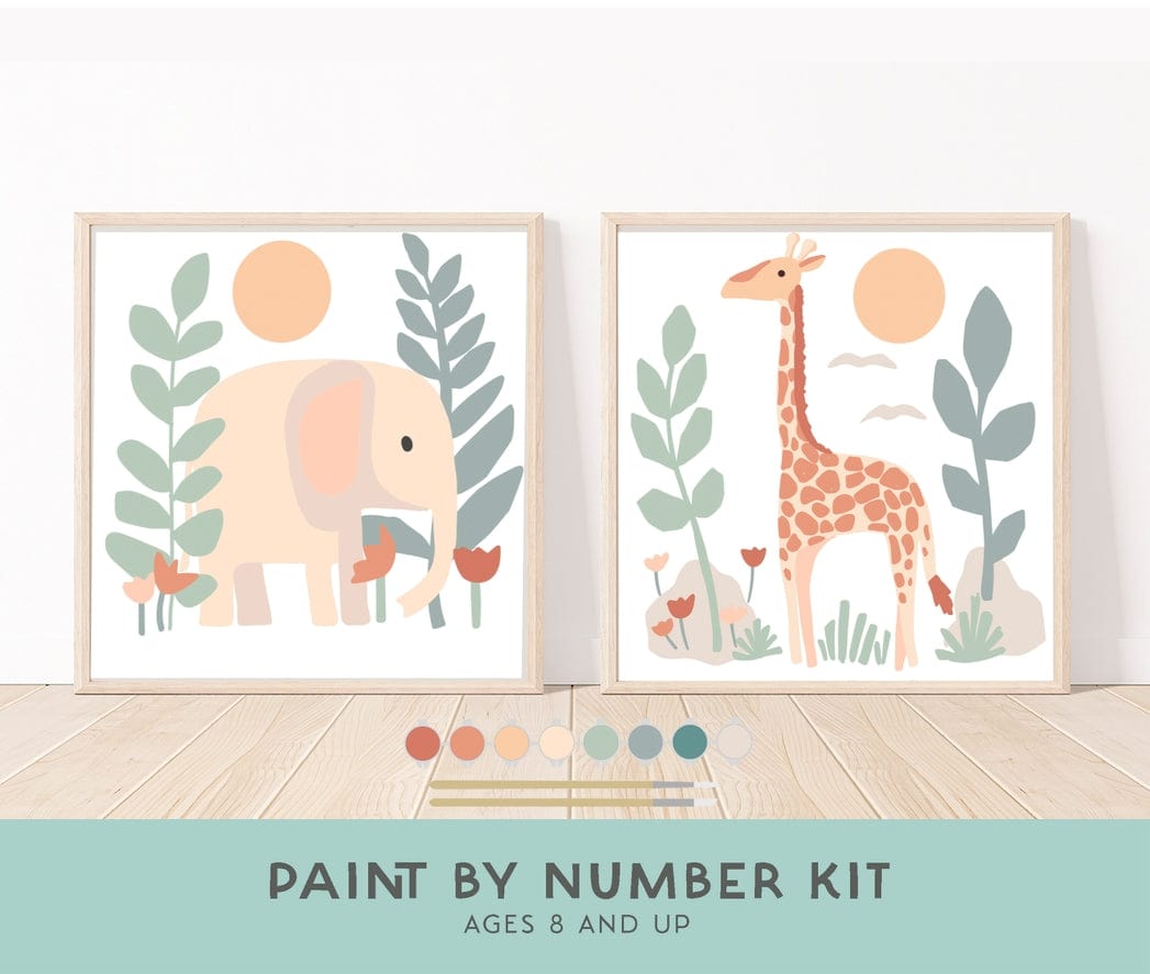 Breathe People Breathe People Elephant + Giraffe Paint by Number Kit + Easel for Kids - Little Miss Muffin Children & Home