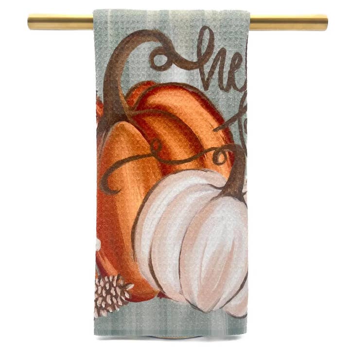 Aqua Pumpkins Tea Towel