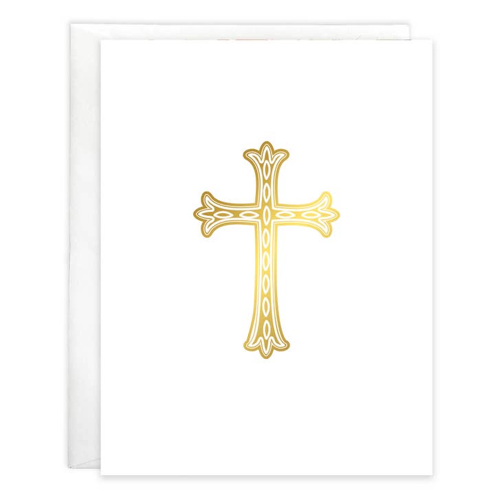 Gold Cross with Scripture Religious Greeting Card